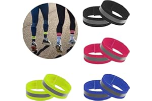 Bliceon 8 Stück Hosenklammer Fahrrad, Reflektorbänder mit Klettverschluss, Elastisch Reflektorband, Hosenschutz für Fahrradfahren mit starken Reflektorstreifen zum Joggen