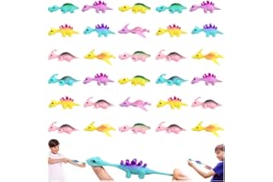 DONGTATA 30 PCS Dinosaur Finger Slingshot Toys - Stretchy Finger Flying Dinosaur Toy - Christmas Eve Box Stocking Fillers - Random Color (SD-30)