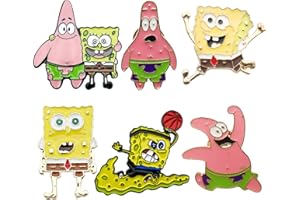 Lot de 6 épinglettes en émail Bob l'éponge, ensemble de broches en émail Wopin pour sacs à dos, vestes, épingles en émail mignonnes, épingles en émail de dessin animé pour enfants, hommes, femmes.