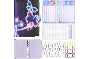 ‎NEWPLENTY Budget Planner Budget Binder Deutsch,A6 Bugetplaner,haushaltsbuch mit geldfächer,Leder Ringbuch Geld Organizer,Sparbuch mit Folien für Finanzplaner,Buget,Geld Sparen Mappe (Lila Schmetterling)