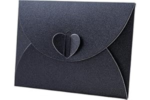 UTILIZENMALL 20 Pack Mini Gift Card Envelopes with Heart Clasp - 10.5 x 7cm (A7 Size) - Perfect for Love Letters, Wedding Invitations, Greeting Cards & Party Favours -Black