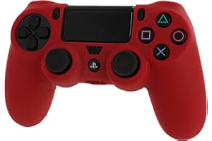 ZedLabz soft silicone skin grip protective cover for Sony PS4 controller rubber bumper case with ribbed handle grip [Playstation 4] - red