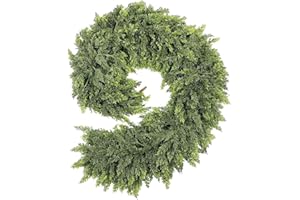 Ylnailky Guirnalda de cedro de Navidad – Guirnalda de pino artificial verde – 5.91 pies para decoración de chimenea para interiores y exteriores, invierno, barandillas de escaleras, marcos de puertas