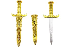 Ceeyoll 2 Pièces, Épée en Plastique, Jouet D'épée Pirate en Plastique, Dague Épée De Pirate, Épée De Pirate, pour Accessoires De Costume De Pirate Accessoires De Fête De Pirate (Doré)