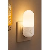 Gece Lambası Elips Tip 2 MOD Sarı-Beyaz Işık Tuşlu Koridor Hol Işığı Uyuma Işığı Beyaz K7064