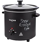 Salter 3.5L Chalkboard Slow Cooker – 3 Heat Settings, Dishwasher Safe Ceramic Pot, Keep Warm Function, Tempered Glass Lid, Co