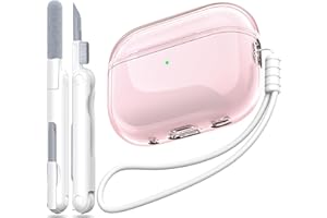 MHYALUDO Custodia per Airpods Pro 2a/1a gen, Compatibile con Custodia Airpods Pro 2a gen Porta di ricarica USB C, Custodia morbida trasparente antiurto con penna per pulizia cordino,Rosa
