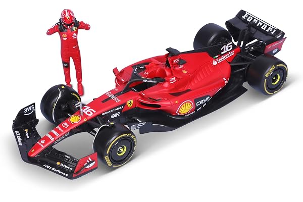 Bburago - Ferrari SF-23 Charles Leclerc #16 2023 - Modèle réduit réaliste à l'échelle 1:24 et Figurine de Charles Leclerc, Licence Officielle Ferrari, âge recommandé 14+ Ans