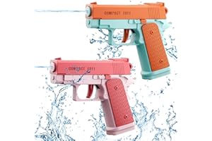 LQTSLFM Pistola ad Acqua 2 Pezzi Pistole ad Acqua per Bambini Portata 10 Metri per Estivi Feste all'aperto, Piscina, Spiaggia, Giochi, Regali per Bambini (Arancia+Rosa)