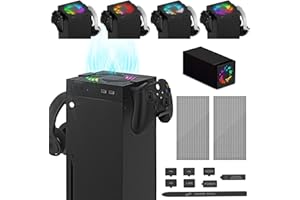 Cooling Fan for Xbox Series X Console, Ankey Automatic Super Slient Fan with Flowing Colorful RGB Light, 2 USB Ports 2 Holders for Controller and Headphone