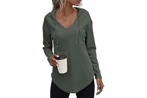 Decorie Pullover Damen Winter Herbst Hoodie Damen Sweatshirt Einfarbig Langarmshirt Damen Kapuzenpullover Casual Pulli Oberteile Tops