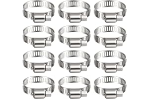 Litensh 12 unidades Clips de manguera de acero inoxidable, 13-19mm abrazaderas de manguera de engranaje helicoidal, abrazadera de tubería de combustible