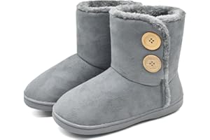 KuaiLu Chausson Botte Femmes Hiver Chaud Peluche Fourrés Adulte Haute Densité Mémoire Mousse Chaussures Maison Antidérapant Semelle Interieur Pantoufles