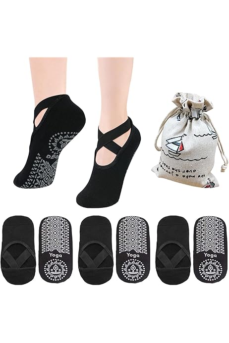 Calzini Da Yoga Antiscivolo - In Cotone, Con Grip In Gomma, Per Pilates, Danza E Fitness - Foto 5