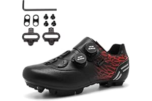 SDEQA Chaussures de Cyclisme VTT pour Homme, Chaussures D'équitation sur Montagne Respirantes Compatibles avec 2-Bolt Cleats Chaussures de Vélo