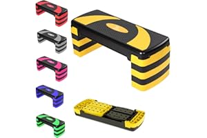 MAXSTRENGTH Max Strength - Escalón de fitness para entrenamiento de ejercicio, 5 niveles de altura ajustables, 10 cm, 15 cm, 20 cm, 25 cm, 30 cm, plataforma antideslizante para ejercicio aeróbico, resistencia,
