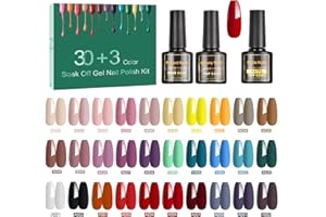 SINZONeu Vernis Semi Permanent, 33, Manucure Nail Art Lot Vernis à Ongles Gel UV LED Nail Polish 30 ouleurs Populaire Avec Base et Top Coat, Matt Top Coat, 8ml