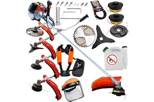 IMJ-GLOBAL Desbrozadora, cortacésped de explosión, motor de 2 tiempos, 52 cc, refrigeración por aire, velocidad de rotación máxima de 9500 rpm, longitud del mango: 150 cm