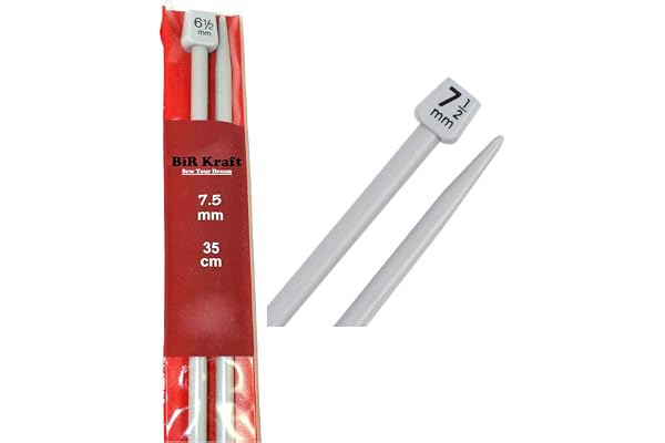 2 longues aiguilles droites (35 cm) en plastique pour le tricot - Diamètre des aiguilles de 5 mm, 5,5 mm, 6 mm, 6,5 mm, 7 mm, 7,5 mm, 8 mm, 9 mm et 10 mm 2 x 7.5mm