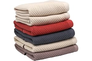 SEASHORE TREE Strofinacci di 100% Cotone Confezione da 6 (4 di 33 * 71cm più 2 di 33 * 33cm) Asciugamani Multifunzionali in Tinta Unita per Cucina Ristorante