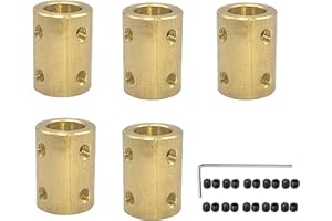 WINWILL 5Pcs 10mm to 10mm Brass Rigid Motor Shaft Coupling Coupler Transmission Connector Sleeve Adapter for RC Boat Car Airplane 3D Printers