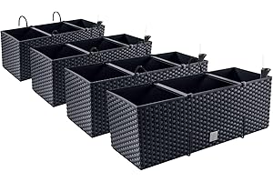 PAFEN 4x Doniczka balkonowa DRTC500 ZESTAW skrzynki na kwiaty Rato Case z systemem nawadniania kolor Antracyt + haki mocujące