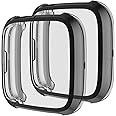 oGoDeal Compatible for Fitbit Versa 2 Screen Protector Case, Full Cover Protective Plated Bumper (Black*2)