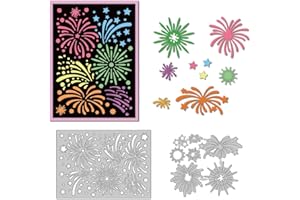 DELORIGIN Troqueles con fuegos artificiales para hacer tarjetas, troqueles de acero al carbono, troquelados, álbumes de recortes, plantillas en relieve, marcos novedosos para tarjetas, álbum de