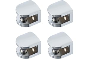 Sayayo Glass Shelf Brackets, Glass Clamp Shelf Supports for Glass Shelf, Adaptive 7-9MM Thickness Glass, Metal Chromed Finished, 4 Pcs, EBL1012-4P