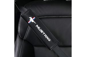AMPTRV Rembourrage Ceinture sécurité pour Mustang,Fibre de Carbone Confortable Respirant Soft Protect Épaule Housse Harnais Coussinets Raccords intérieurs Auto