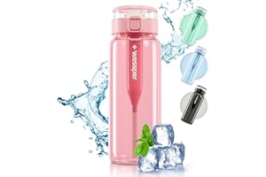 Wessper Tritanowa Butelka Filtrująca na Wodę BPA-free z filtrem 680 ml | Różowa Sportowa Butelka na Wodę | Szczelna Sportowa Butelka na Rower do Szkoły Dzieci Fitnessu Jogi | Filtr z Węgla Aktywnego