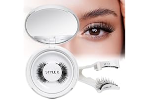 QUEWEL Magnetic-Eyelashes with Applicator, 1 Pair Reusable Magnetic Lashes Kit, No Glue Needed Eyelashes Magnetic, Easy to Wear and Remove (Magnetics Eyelash Kit B6)