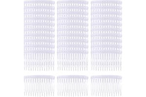 Cinaci 30 Pack Clear White Black Brown Plastic Hair Side Combs Slides Bun Holder with 14 Teeth DIY Headpieces Clips Grips Barrettes Accessories for Women Girls Wedding Brides Veil (Clear)