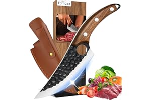 Fumupe [Mejorado] Cuchillo de Cocina Profesional Multiusos, Cuchillo Para Deshuesar con Afilador y Estuche con Funda de Cuero para cocina, barbacoa, excursión, con caja de regalo