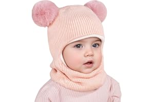 HEONSATI Cappelli Bambino Bambina Passamontagna Cappellino a Maglia Bambino Cappello Con Orecchie Dopo Sci 0-24 Mesi Regali Berretto Neve Caldi Turbante Lavorato Sciarpa Con Cappuccio Berretti Per Bambini