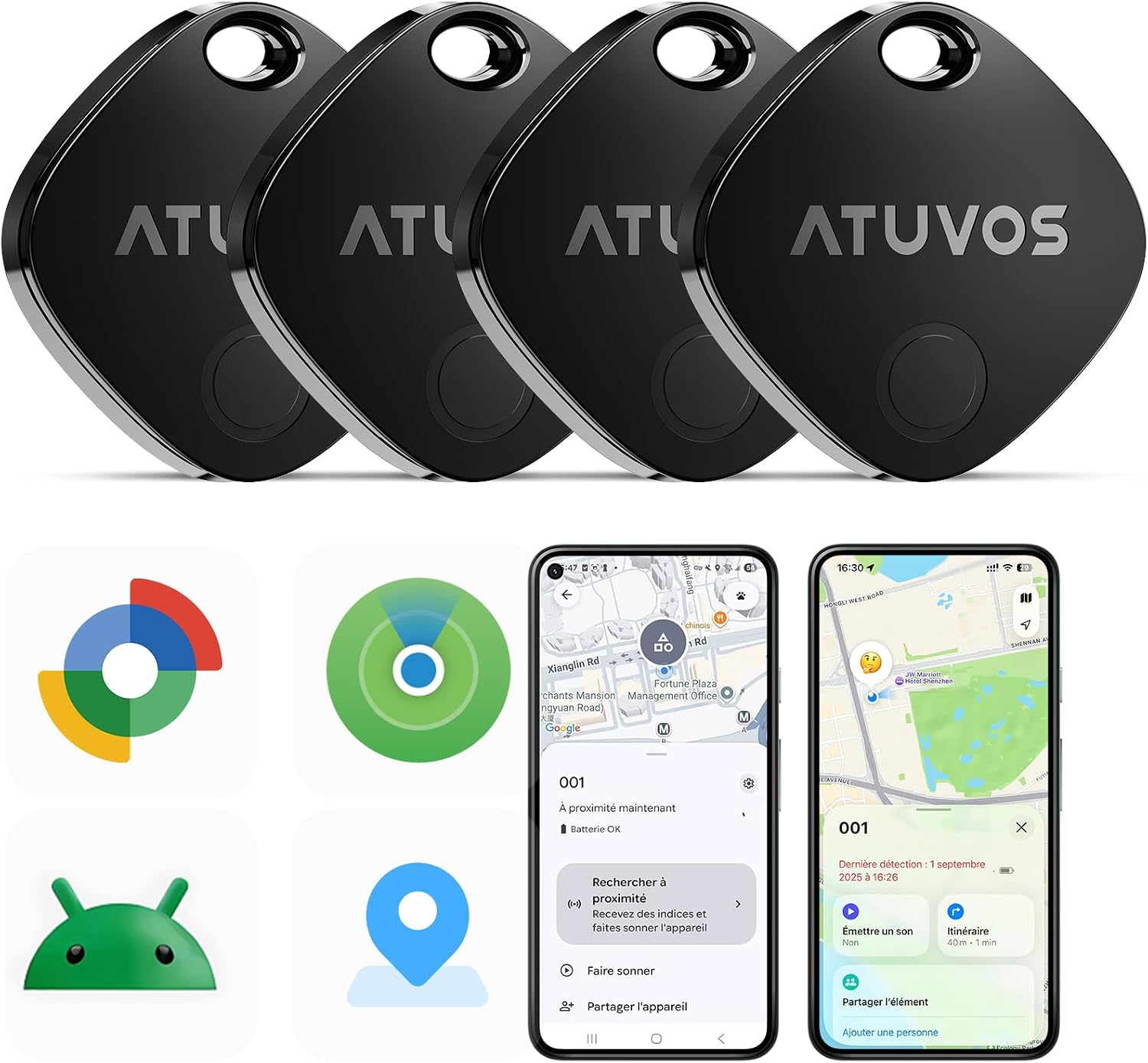 Prise en Main & Utilisation au Quotidien : ATUVOS Traceur Android Air Tag Lot de 4 Smart