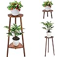 Yedcxup Plant Stands Indoor Outdoor - 2 Tier Convertible Wooden Plant Stand Multi-purpose Plant Shelf Sturdy Flower Stand for Living Room Balcony Garden Patio Office, Walnut