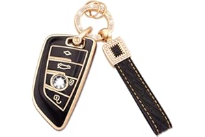 Koaudb Cover Portachiavi Auto per BMW Custodia Morbida in TPU a Protezione Completa con Portachiavi in Pelle Cordino Adatto per BMW X1 X2 X3 X5 X6 2 5 6 7 Serie 3 4 Pulsanti Smart Key(BP-BM-4D)