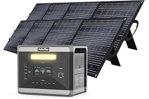 SOLARPLAY Estación de energía portátil estación de Carga 2400w, 2160wh generador Solar con 2 * 200W Panel Solar, con 12 Conexiones de Salida, generador de energía para Camping, con 5 años de garantía