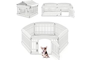 COSTWAY Kojenko dla szczeniaków z 6 panelami i zamkniętymi drzwiami, biały