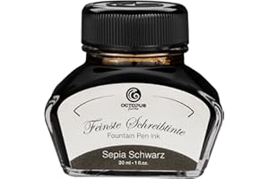 Octopus Fluids Tinta de pluma estilográfica en tinta de vidrio, Tinta para pluma estilográfica, Tinta estilográfica en negro sepia 30ml tintero, Tinta para caligrafía