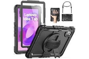 SEYMAC Funda para Lenovo Idea Tab 11 Pulgadas 2025/Tab M11/Xiaoxin Pad/Tab K11 Gen 2, para Lenovo a Prueba de Golpes con Protector de Pantalla, Soporte Giratorio de 360°, Correa para el Hombro, Negro