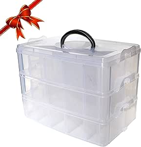 3-stöckige Aufbewahrungsbox aus durchsichtigem Kunststoff, stapelbar