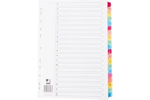 Q-Connect Multi-Punched A-Z 20-Part Reinforced Multi-Colour A4 Index Pre-Printed Tabs