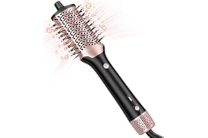 Slopehill Alta Velocidad Cepillo Secador De Pelo 100.000 RPM,Cepillo Secador 4 en 1,Cepillo De Aire Caliente De Iones 1400w con Botón De Aire Frío (Oro rosa)