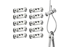 PHIOMUUE 10 Pieces Wire Rope Clips, Wire Rope Clamps for 1-2 mm Diameter,Wire Rope Clips with end Screw Stopper I Shaped Wire Rope Lock,Metal Wire Rope Clamp Adjustable Replacement