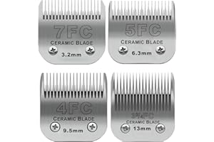 BESTBOMG 4 unité Lame de Rechange pour toilettage de Chiens,Compatible avec Les séries Heiniger/Moser Max45/Andis/Oster A5 Tondeuse pour Chien,Taille 3,2mm-13mm Longueur de Coupe