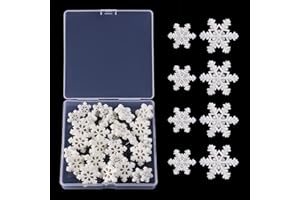 KINBOM 30pcs Natale Puntine da Disegno, Bianco Puntine da Disegno Decorative Puntine con Fiocco di Neve per Bacheca di Sughero Bacheca Casa Ufficio Inverno Arredamento