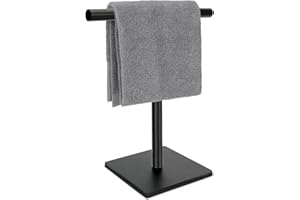 MUTCLORD Square T-Shape Hand Towel Holder - Free Standing Hand Towel Rack for Bathroom or Kitchen Countertops, with SUS304 Stainless Steel Matte Black Finish,Minimalist Style