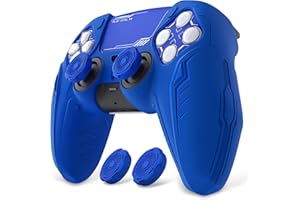 playvital Cover Silicone per ps5 Controller,Joystick Custodia Protettiva Antiscivolo&Copri Analogici&Adesivo Touchpad,Compatibile con Base di Ricarica,CyberMech-Blu